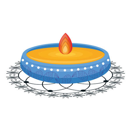 diwali lamp icon over white background, vector illustrationのイラスト素材