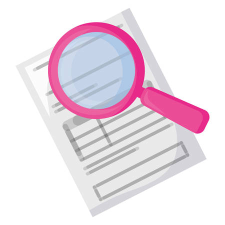 magniyfing glass and invoice over white background, vector illustrationのイラスト素材