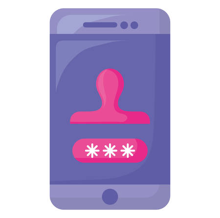 cellphone with user password over white background, vector illustrationのイラスト素材