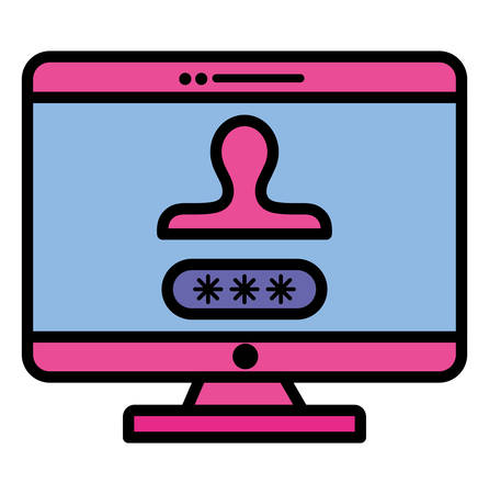 computer with user password over white background, vector illustrationのイラスト素材