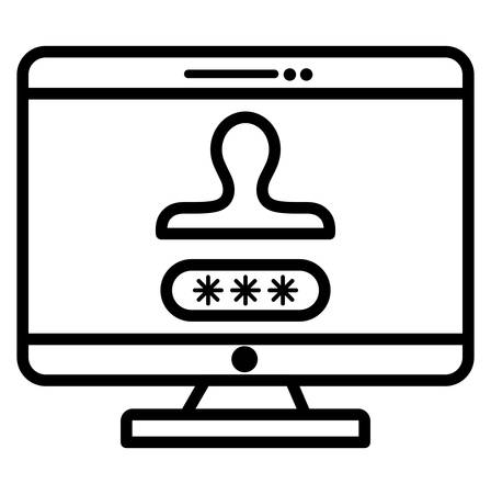 computer with user password over white background, vector illustrationのイラスト素材