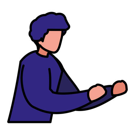 avatar man icon over white background, vector illustrationのイラスト素材