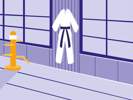 martials arts dojo scene vector illustration designのイラスト素材
