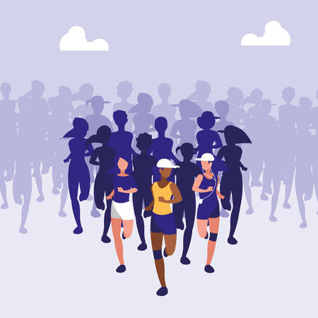 female athletics race avatar character vector illustration designのイラスト素材