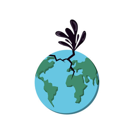 earth planet break with oil splash vector illustration designのイラスト素材
