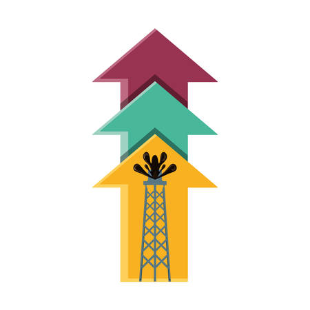 tower of plant oil extraction with statistics arrows vector illustration designのイラスト素材