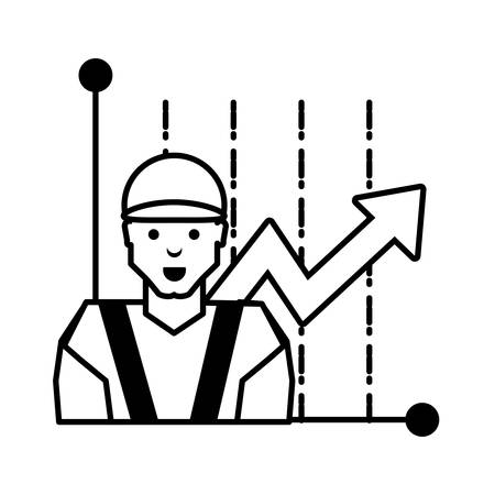 oil industry worker with statistics bars vector illustration designのイラスト素材