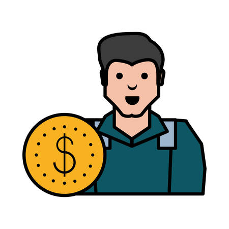 oil industry worker with coin vector illustration designのイラスト素材