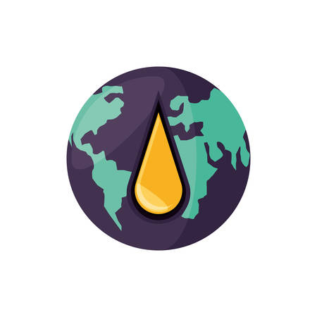 earth planet with oil drop vector illustration designのイラスト素材