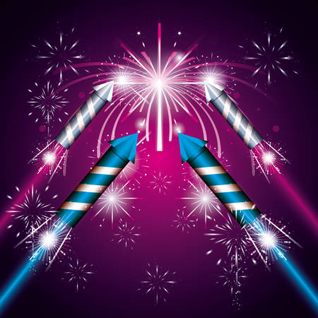 celebration of fireworks night scene icon vector illustration designのイラスト素材