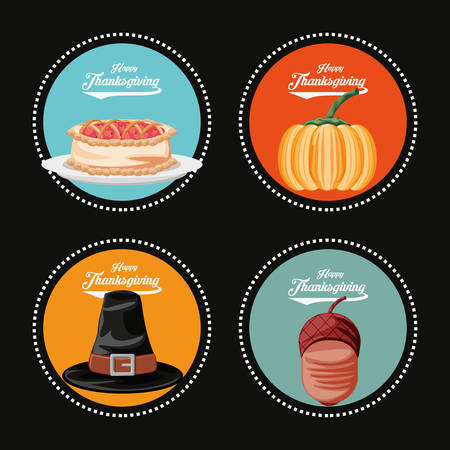 pumpkin with set icons of thanksgiving day vector illustration designのイラスト素材