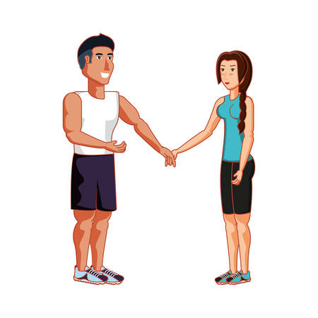 young athletic couple holding hands vector illustration designのイラスト素材