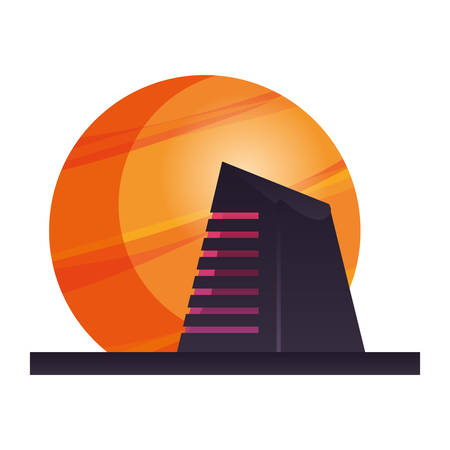 futuristic building planet on white background vector illustrationのイラスト素材