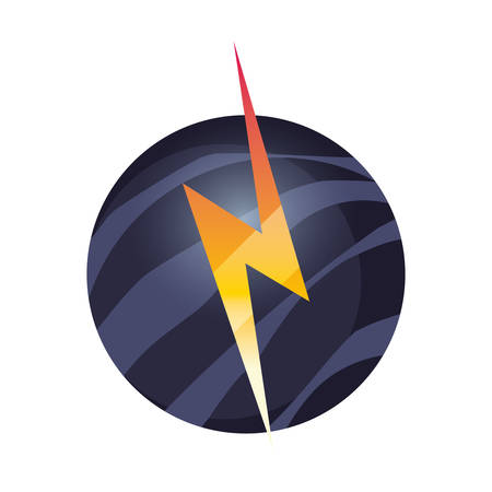 thunderbolt and planet space vector illustrationのイラスト素材