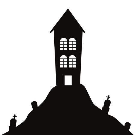 halloween cemetery gravestones in the hill vector illustrationのイラスト素材