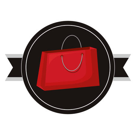 emblem with shopping bag icon over white background, vector illustrationのイラスト素材