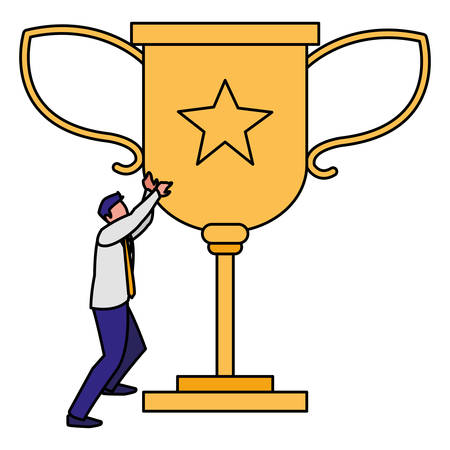 Businessman with trophy design, Management corporate occupation and job theme Vector illustrationのイラスト素材