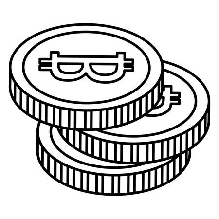 stack of bitcoin coins over white background, vector illustrationのイラスト素材