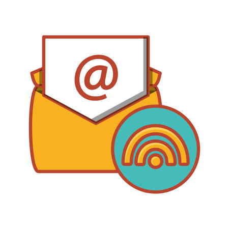 envelope mail with wifi signal vector illustration designのイラスト素材