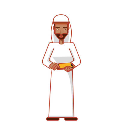 man arab with smartphone device vector illustration designのイラスト素材
