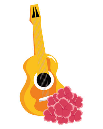 traditional guitar and flowers mexican instrument vector illustrationのイラスト素材