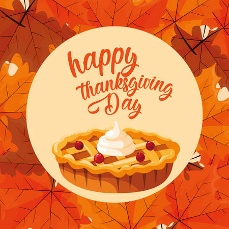 pie of thanksgiving day with leafs vector illustration designのイラスト素材