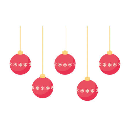 christmas balls hanguing over white background, vector illustrationのイラスト素材