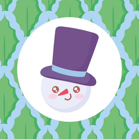 cartoon snowman over white circle and colorful background, vector illustrationのイラスト素材