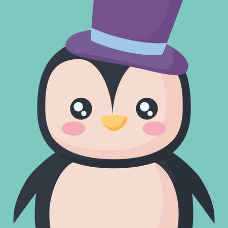 christmas penguin icon blue background, vector illustrationのイラスト素材