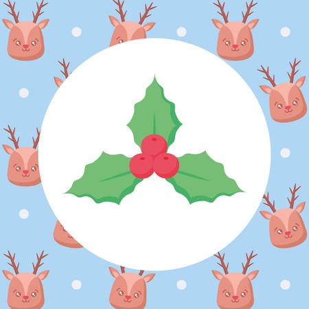 Mistletoe icon over deers blue background, vector illustrationのイラスト素材