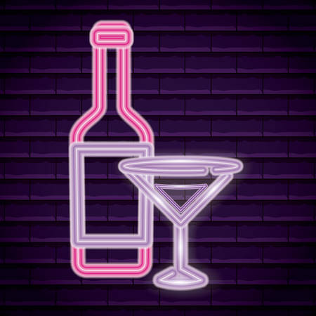 drinks neon light label vector illustration designのイラスト素材