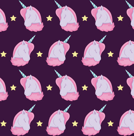 head cute unicorns of fairy tale pattern vector illustration designのイラスト素材