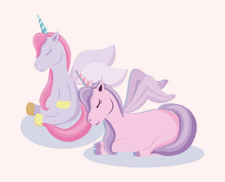 cute unicorns of fairy tale vector illustration designのイラスト素材