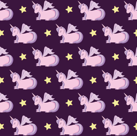 cute unicorns of fairy tale pattern vector illustration designのイラスト素材