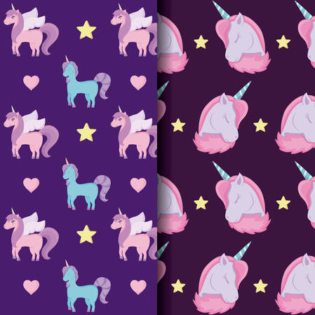 cute unicorn of fairy tale patterns vector illustration designのイラスト素材