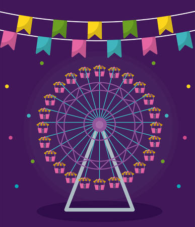wheel panoramic of amusement park vector illustration designのイラスト素材