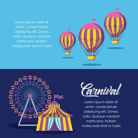 circus tent with panoramic wheel and balloons air hot vector illustration designのイラスト素材