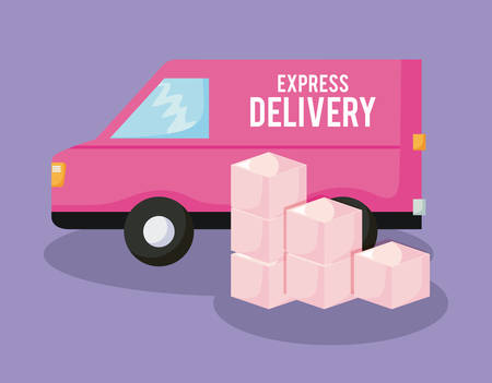 delivery service van car with boxes vector illustration designのイラスト素材