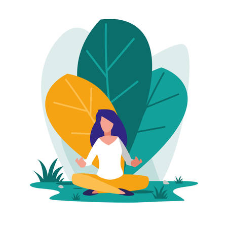 young woman sitting in the landscape vector illustration designのイラスト素材