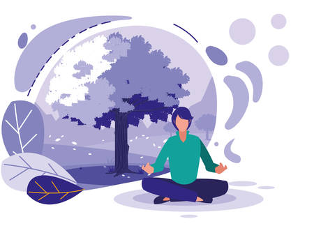 creative landscape with tree and man vector illustration designのイラスト素材