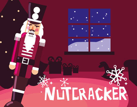 nutcracker soldier with tree christmas vector illustration designのイラスト素材