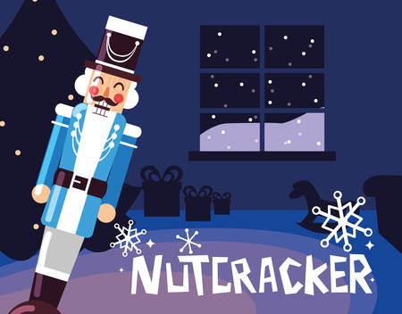 nutcracker general with tree christmas vector illustration designのイラスト素材