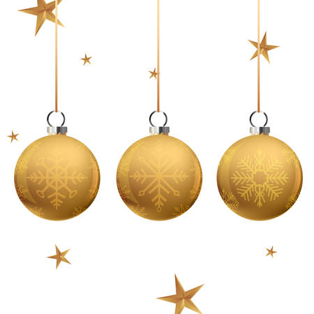 golden balls stars christmas decoration vector illustrationのイラスト素材