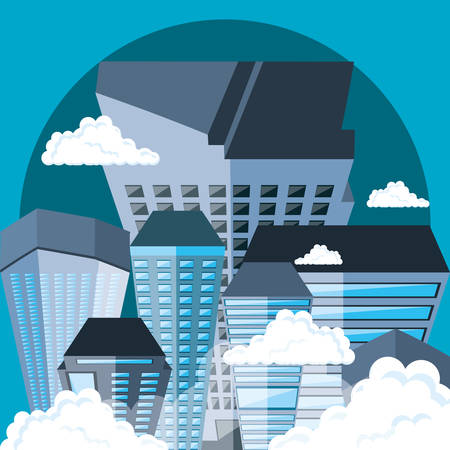 cityscape with buildings scene vector illustration designのイラスト素材