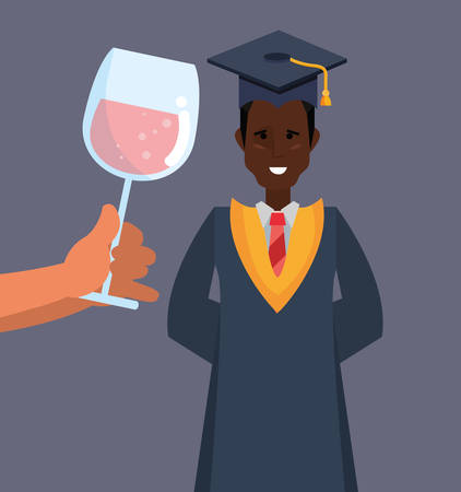 graduate man and drink graduation school celebration vector illustrationのイラスト素材