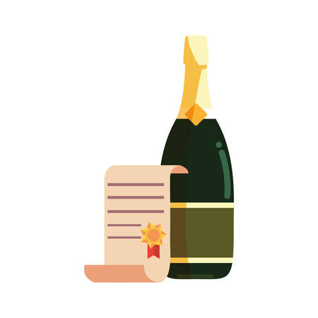 bottle champagne certificate graduation school celebration vector illustrationのイラスト素材