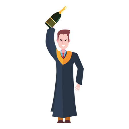 graduate man with champagne graduation school celebration vector illustrationのイラスト素材