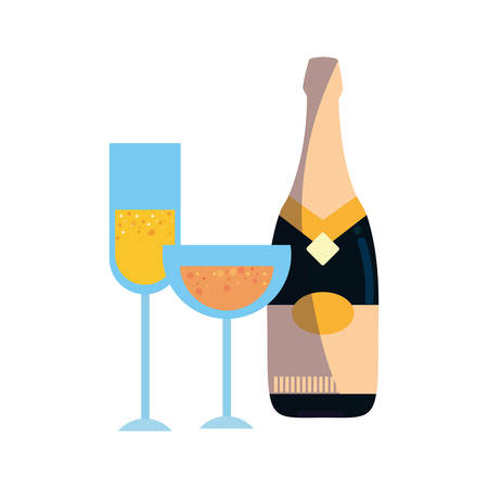 champagne bottle and glasses celebration vector illustrationのイラスト素材