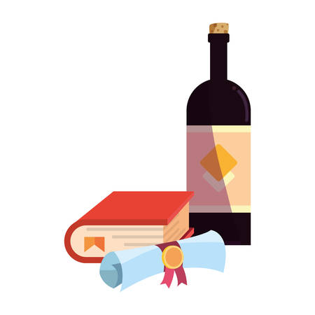 champagne book diploma graduation celebration vector illustrationのイラスト素材