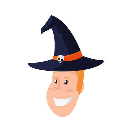 boy face with witch hat vector illustrationのイラスト素材